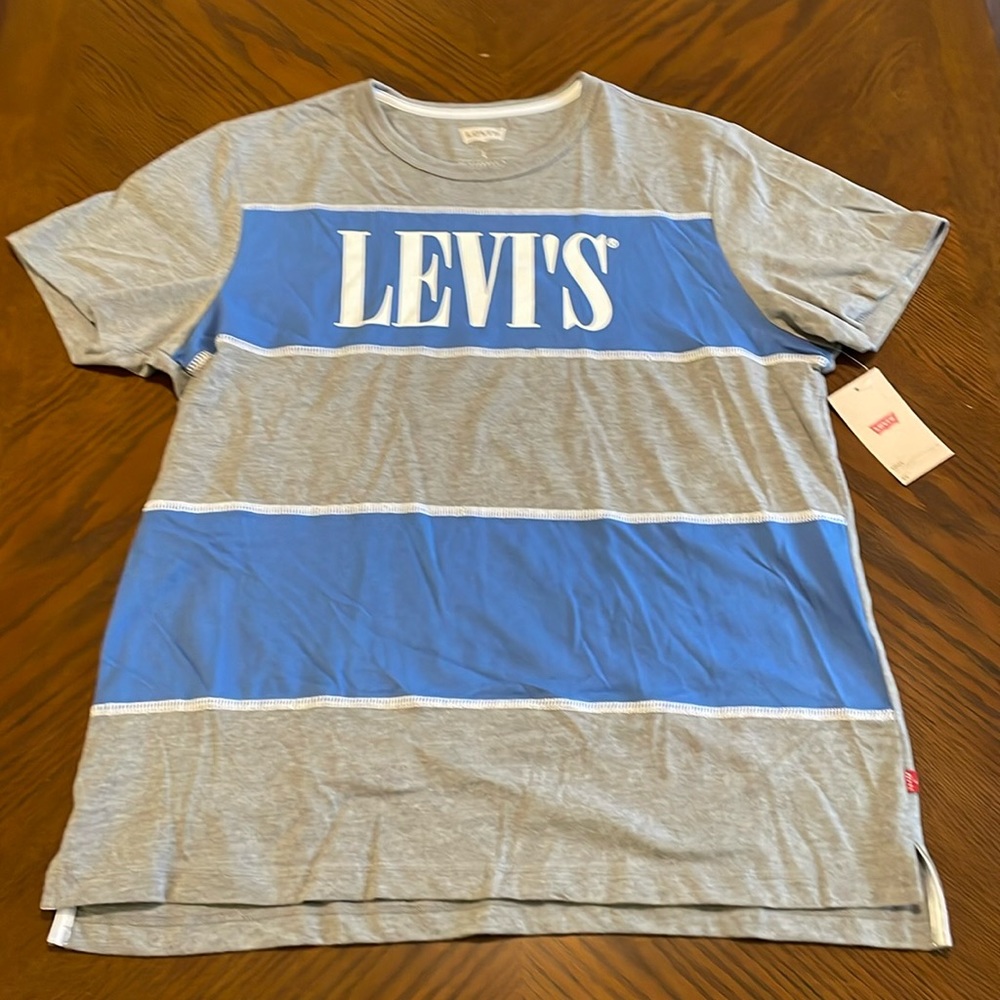 Levi’s Blue and Grey Retro Stripe T Shirt